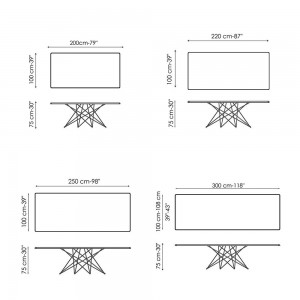 Mesa Octa rectangular de Bonaldo. Diseño italiano en variedad de acabados.