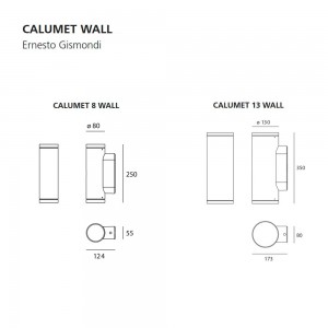 Aplique Calumet wall Artemide. Diseño simple y minimalista en blanco o gris.