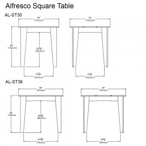 Mesa Alfresco cuadrada de Loll Designs. Productos hechos con material reciclado.