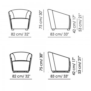 Sillón Bodo tapizado de Bonaldo. Mobiliario de muebles de diseño italiano.