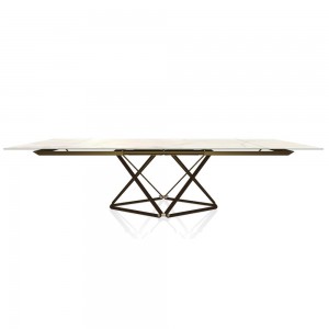 Mesa Delta Extensible Rectangular Cerámica/Mármol  de Bontempi. Mesas de diseño italiano.