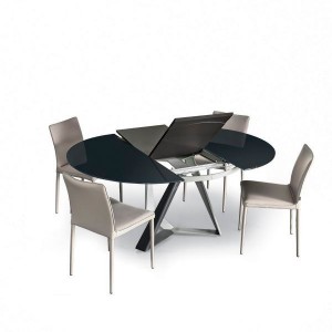 Mesa Millennium redonda extensible de Bontempi. Muebles modernos italianos.
