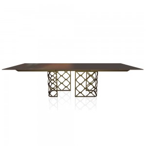 Mesa Majesty extensible con sobre de madera o cristal de Bontempi. Muebles modernos italianos.