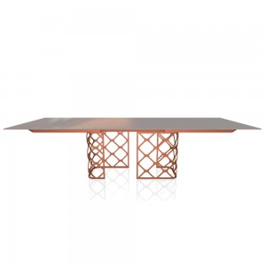 Mesa Majesty extensible con sobre de madera o cristal de Bontempi. Muebles modernos italianos.