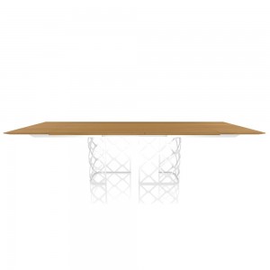 Mesa Majesty extensible con sobre de madera o cristal de Bontempi. Muebles modernos italianos.