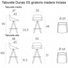 Taburete Dunas XS giratorio madera Inclass