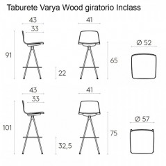 Taburete Varya Wood giratorio Inclass