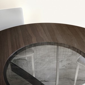 Mesa Barone Ring de Bontempi. Mesa con sobre giratorio de diseño italiano.