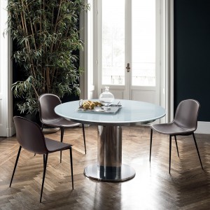 Mesa Giro Extensible base columna de Bontempi. Mesas modernas de diseño italiano.