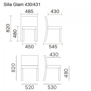 Silla Glam 431/430 de Pedrali. Sillas de diseño. Sillas con asiento tapizado.