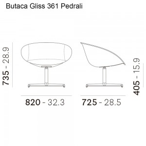 Butaca Gliss 361 de Pedrali. Butacas de diseño. Butacas de cuero natural.