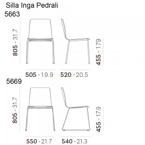 Silla Inga 5663/5669 de Pedrali. Sillas de diseño. Sillas tapizadas de comedor.