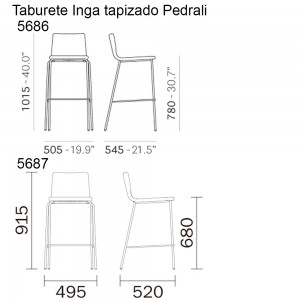 Taburete Inga 5686/5687 de Pedrali. Taburetes de diseño. Taburetes tapizados.