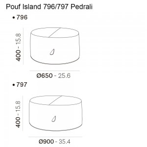 Pouf Island 796/797 Indoor de Pedrali. Poufs de diseño. Pouf tapizados contract.