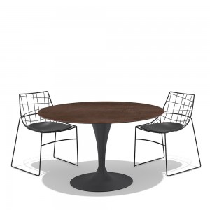 Mesa de exterior flute redonda de Sovet. Mesas redondas de cerámica.  