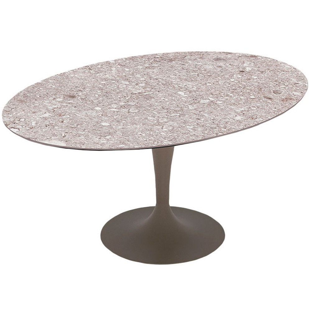 Mesa de exterior flute elliptical de Sovet. Mesas outdoor con sobre de cerámica.