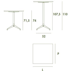Mesa de exterior alis de Sovet con tapa de cerámica. Mesas cuadradas para café.