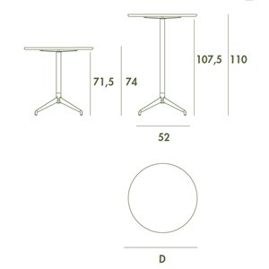 Mesa de exterior alis de Sovet con tapa de cerámica. Mesas bistrot para contract.