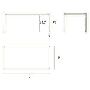 Mesa de exterior slim de Sovet. Mesas rectangular para uso en exterior.