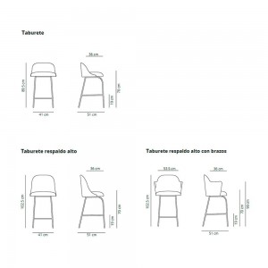 Taburete counter de diseño Aleta para espacios públicos de Viccarbe.