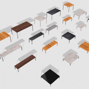 Mesa auxiliar Slim doghe H39 Outdoor Sovet Italia. Mesas auxiliares son sobre de madera.