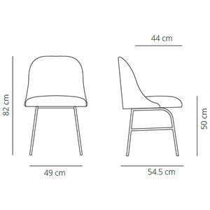 Silla con base metálica de diseño Aleta para espacios públicos de Viccarbe.