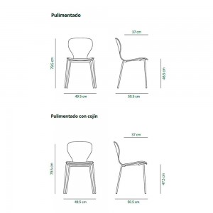 Silla con base metálica de diseño Ears para espacios públicos de Viccarbe.