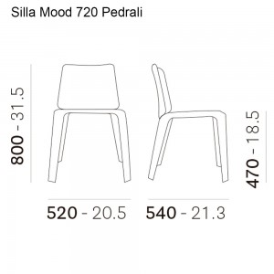 Silla Mood 720 de Pedrali. Sillas de diseño. Sillas tapizadas contract.
