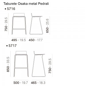Taburete Osaka Metal 5716/2517 de Pedrali. Taburetes de diseño. Taburetes contract.