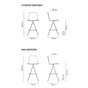 Taburete giratorio Klip madera de Viccarbe. Mobilario para interiores.