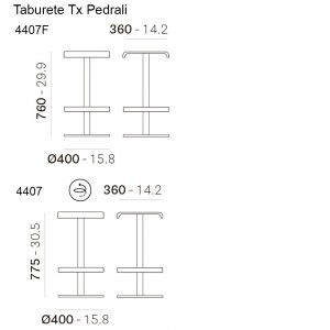 Taburete TX 4407 de Pedrali. Taburetes de diseño. Taburetes de diseño moderno.
