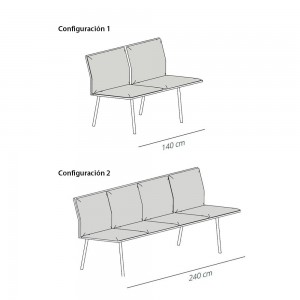 Bancada de diseño Torii asientos de Viccarbe. Mobiliario para contract.