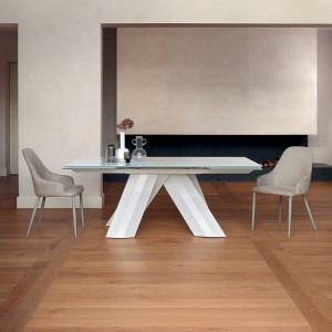 Mesa Twist Extensible Madera o Cristal de Ingenia. Mesas para comedor.