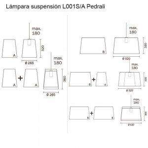 Lámpara suspensión L001S/A de Pedrali. Lámparas de diseño. Lámparas colgantes.