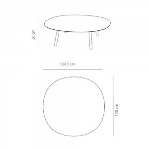 Mesa Maarten de centro redonda de Viccarbe. Diseño ideal para exteriores.