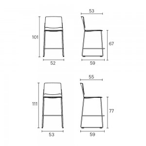 Taburete moderno de diseño Ema de Enea. Taburete tapizado en tela.