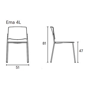 Silla moderna de respaldo abierto Ema de Enea. Sillas originales tapizadas.