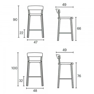 Taburete moderno Noa polipropileno de Enea. Diseño moderno de madera. 