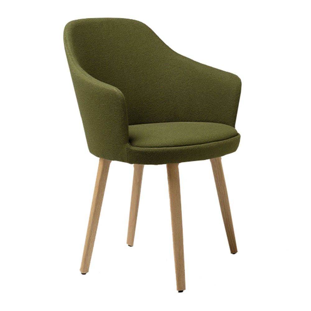 Sillón moderno Kaiak 4L Enea. Diseño en madera tapizada para contract.