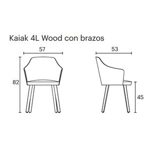 Sillón moderno Kaiak 4L Enea. Diseño en madera tapizada para contract.