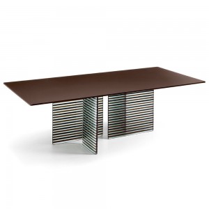 Mesa rectangular Big Wave de Fiam. Mesas para comedor o salón con base de vidrio.