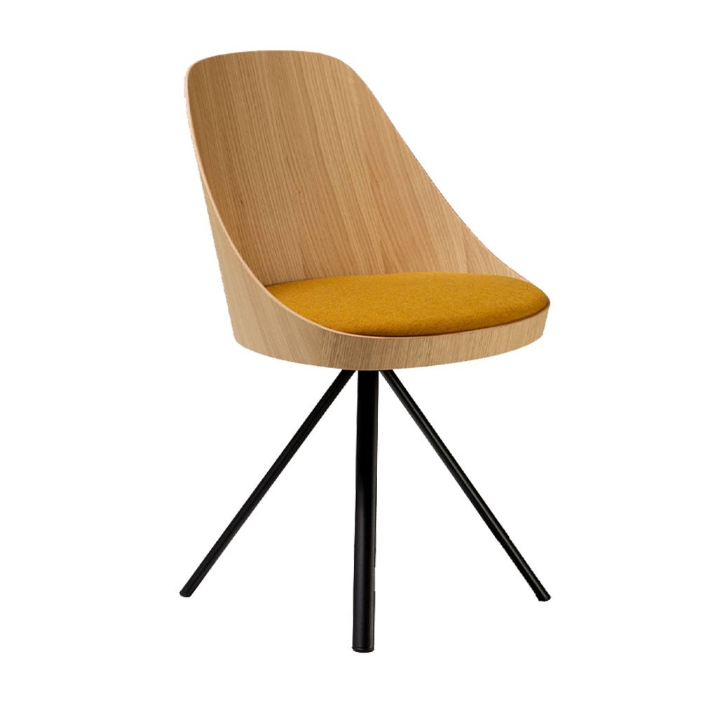 Silla moderna Kaiak Spin Enea. Diseño moderno en acero lacado tapizada.