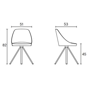 Silla moderna Kaiak Spin Enea. Diseño moderno en acero lacado tapizada.