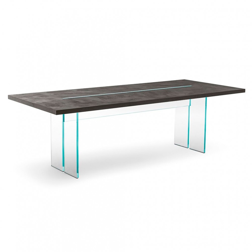 Mesa LLT Wood de Fiam. Mesas de cristal para comedores y salones modernos.