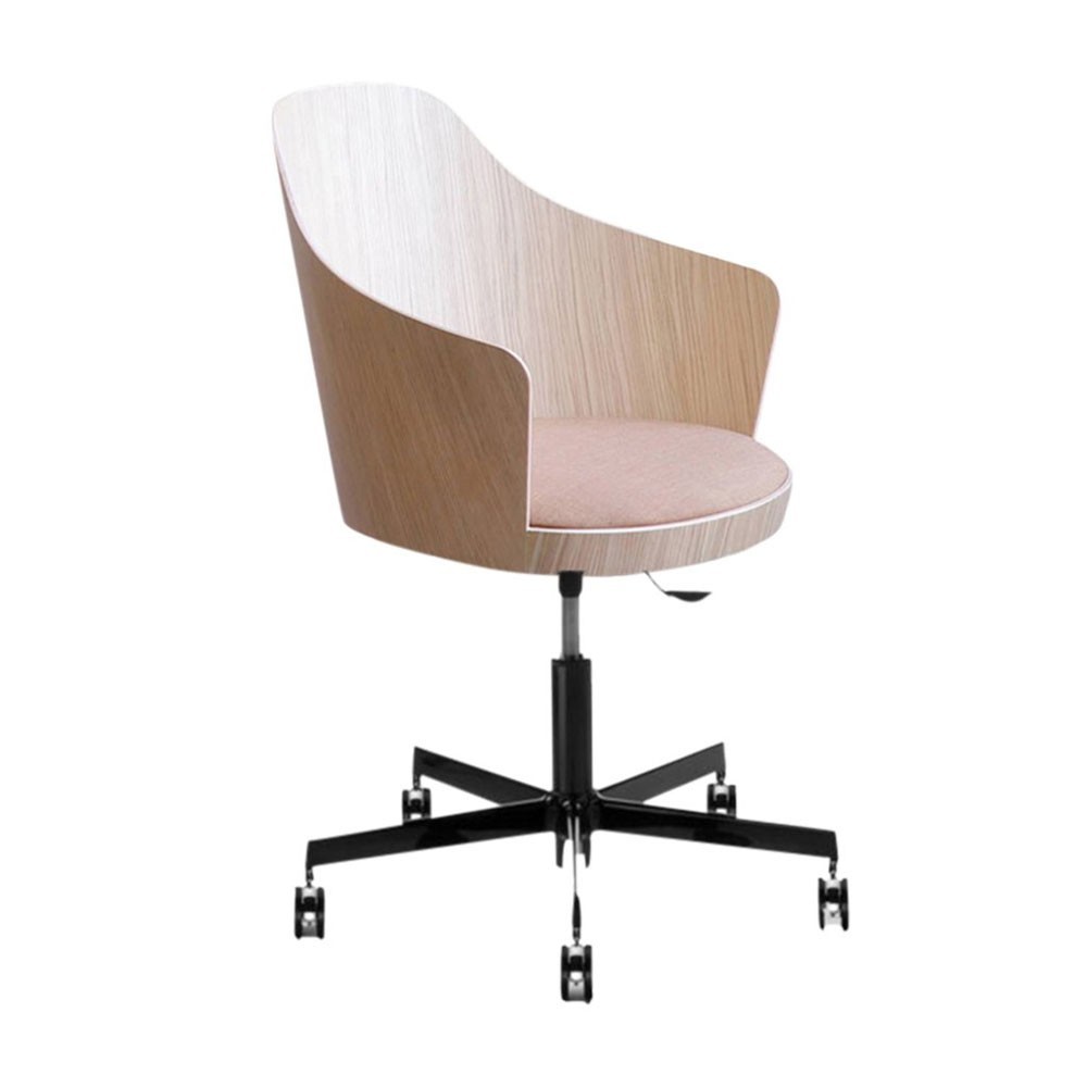 Sillón moderno Kaiak 5R Enea. Diseño tapziado con ruedas ideal para oficinas.