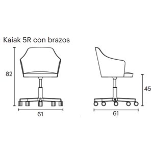 Sillón moderno Kaiak 5R Enea. Diseño tapziado con ruedas ideal para oficinas.