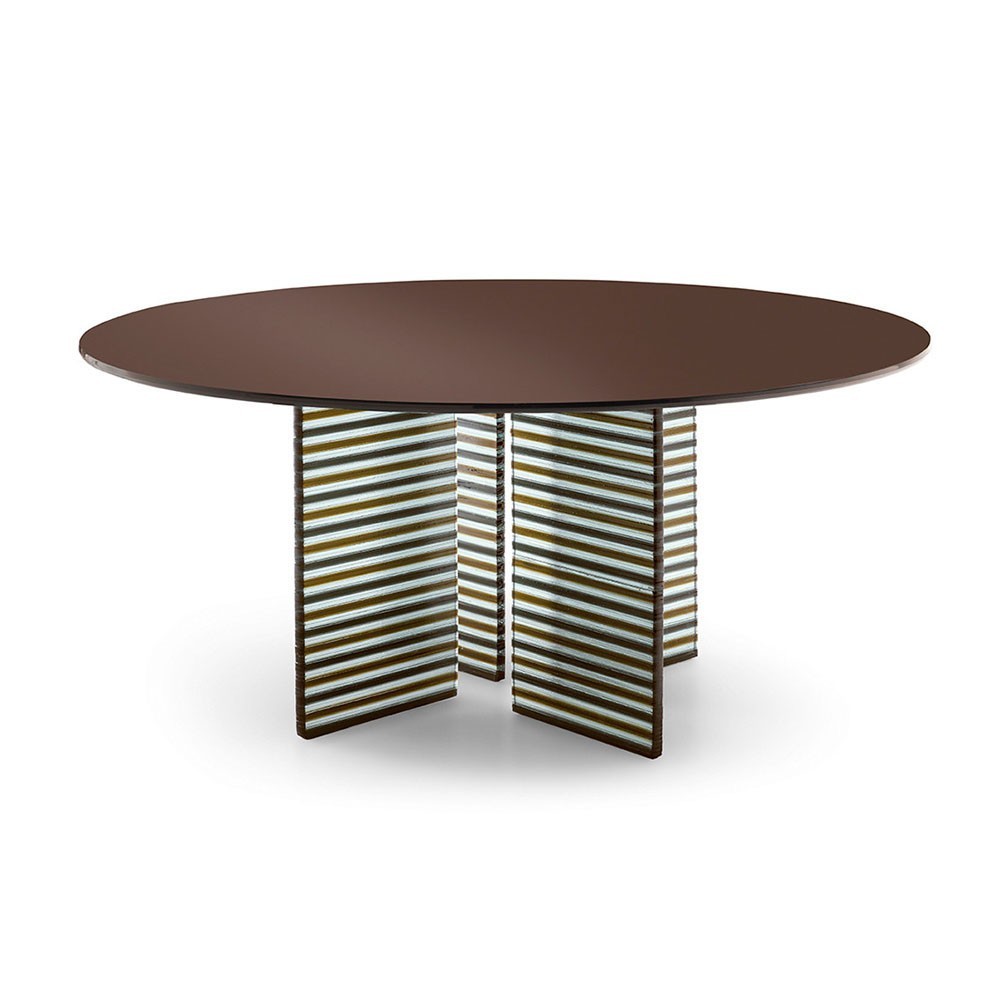 Mesa redonda Big Wave de Fiam. Mesas para comedor y salón. Mesas de vidrio.