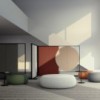 Puff Pix de Arper. Muebles modernos de diseño. Puff para salón tapizado.