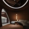 Puff Pix de Arper. Muebles modernos de diseño. Puff para salón tapizado.