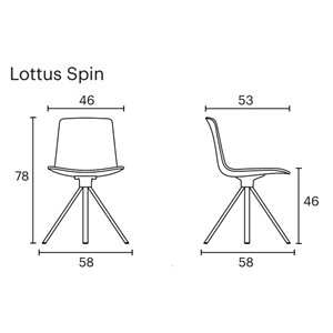 Silla Lottus Spin Enea. Moderno diseño fijo o giratorio en acero.